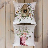 Bird House | Planter | Flower | Pillow Cover | Floral | Throw Pillow | Maroon Abderus