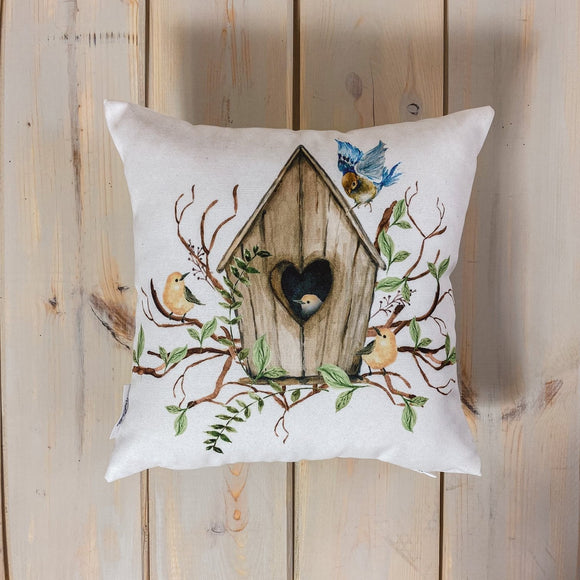 Bird House | Planter | Flower | Pillow Cover | Floral | Throw Pillow | Maroon Abderus