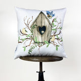Bird House | Planter | Flower | Pillow Cover | Floral | Throw Pillow | Maroon Abderus