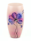 Hand painted Glass Vase for Flowers | Painted Art Glass Oval Vase