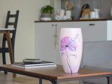Hand painted Glass Vase for Flowers | Painted Art Glass Oval Vase