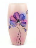 Hand painted Glass Vase for Flowers | Painted Art Glass Oval Vase