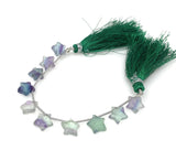 10mm Natural Multi Fluorite Gemstone Beads, Hand Carved Star Beads,