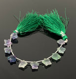 10mm Natural Multi Fluorite Gemstone Beads, Hand Carved Star Beads,
