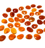 10 Pcs Natural Carnelian Rose Cut Cabochons, Loose Gemstones,