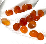 10 Pcs Natural Carnelian Rose Cut Cabochons, Loose Gemstones,