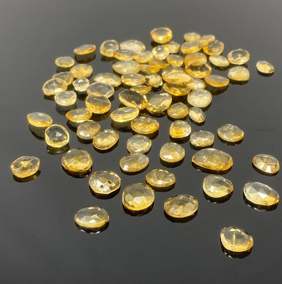 10 Pcs Natural Citrine Rose Cut Cabochons, Loose Gemstones, Citrine