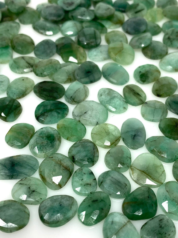 10Pcs / 14 Pcs Natural Emerald Rose Cut Cabochons, Loose Gemstones, Ri