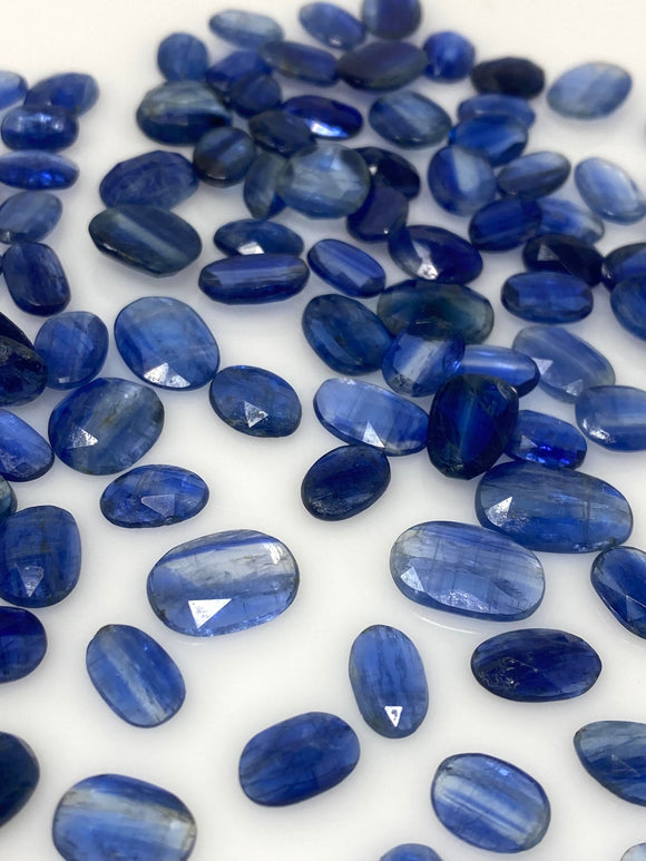 10 Pcs Natural Blue Kyanite Rose Cut Cabochons, Loose Gemstones, Ring