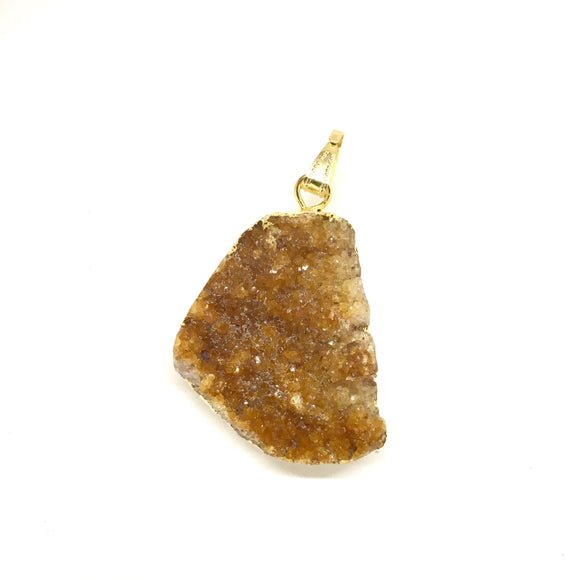 Orange Citrine Cluster Pendant Tan Suede Necklace