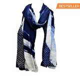 Serenity Indigo Handprinted Scarf Alabaster