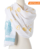 Wrap yourself in divine & style - Shanti paisley design cotton shawl Alabaster