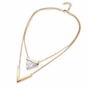 Marble Chevron Double Layer Necklace Jasper