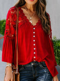 Lace Flare Sleeve Blouse Silver Sam