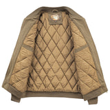 Mens Round Collar Winter Zipped Up Elbow Patch Jacket Yellow Pandora