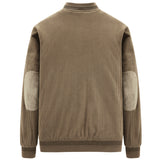 Mens Round Collar Winter Zipped Up Elbow Patch Jacket Yellow Pandora