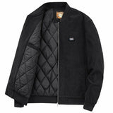 Mens Round Collar Winter Zipped Up Elbow Patch Jacket Yellow Pandora