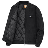 Mens Round Collar Winter Zipped Up Elbow Patch Jacket Yellow Pandora