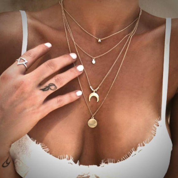 Four Layer Golden Necklace Jasper