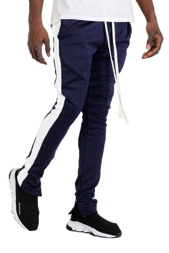 CLASSIC SLIM  FIT TRACK PANTS- NAVY/ WHITE Lime Milo