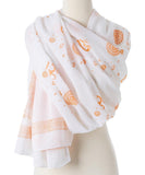 Wrap yourself in divine & style - Shanti paisley design cotton shawl Alabaster