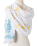 Wrap yourself in divine & style - Shanti paisley design cotton shawl Alabaster