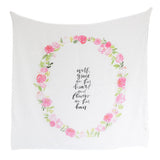 Peony Blooms - Organic Swaddle Blanket Blue Thalassa