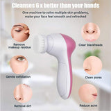 5 in 1 Face Massage Cleansing Brush Set Yellow Pandora