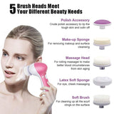 5 in 1 Face Massage Cleansing Brush Set Yellow Pandora
