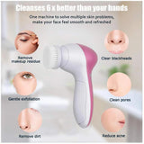 5 in 1 Face Massage Cleansing Brush Set Yellow Pandora
