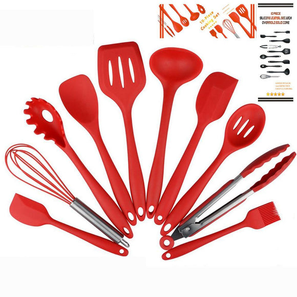 Non-Stick Silicone Cooking Utensils Heat Resistant 10 Piece Set Yellow Pandora
