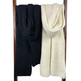 Chunky Black Knit Alpaca Scarf Ariel