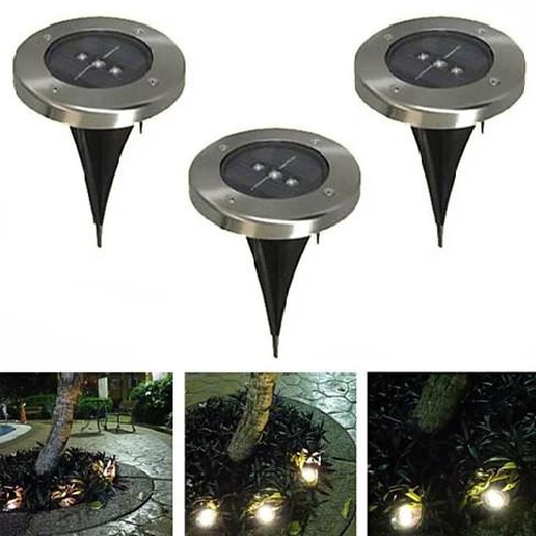 3 LED Solar Powered In-ground Lights