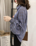Loose Fit Button Front Bell Sleeves Plaid Top Yellow Pandora