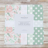 Desert Rose & Jade Polka Dot Cotton Muslin Throw Blanket