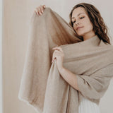 Beige Handloom Cashmere Scarf Ariel
