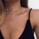 Star Choker Lariat Necklace Jasper