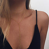 Double Lariat Choker Necklace Jasper