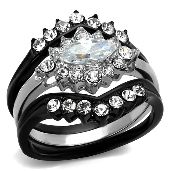 TK2188 Two-Tone IP Black Stainless Steel Ring with