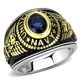 TK3726 - Two-Tone IP Gold (Ion Plating) Stainless Steel Ring with Turquoise Tiger