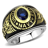TK3726 - Two-Tone IP Gold (Ion Plating) Stainless Steel Ring with Turquoise Tiger