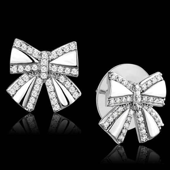 TS287 - Rhodium 925 Sterling Silver Earrings with AAA Grade CZ  in