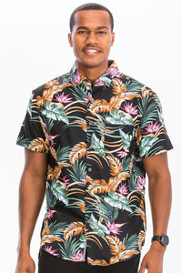 Hawaiian Print Button Down Shirt