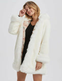 Womens Hooded Faux Fur Collar Coat Yellow Pandora